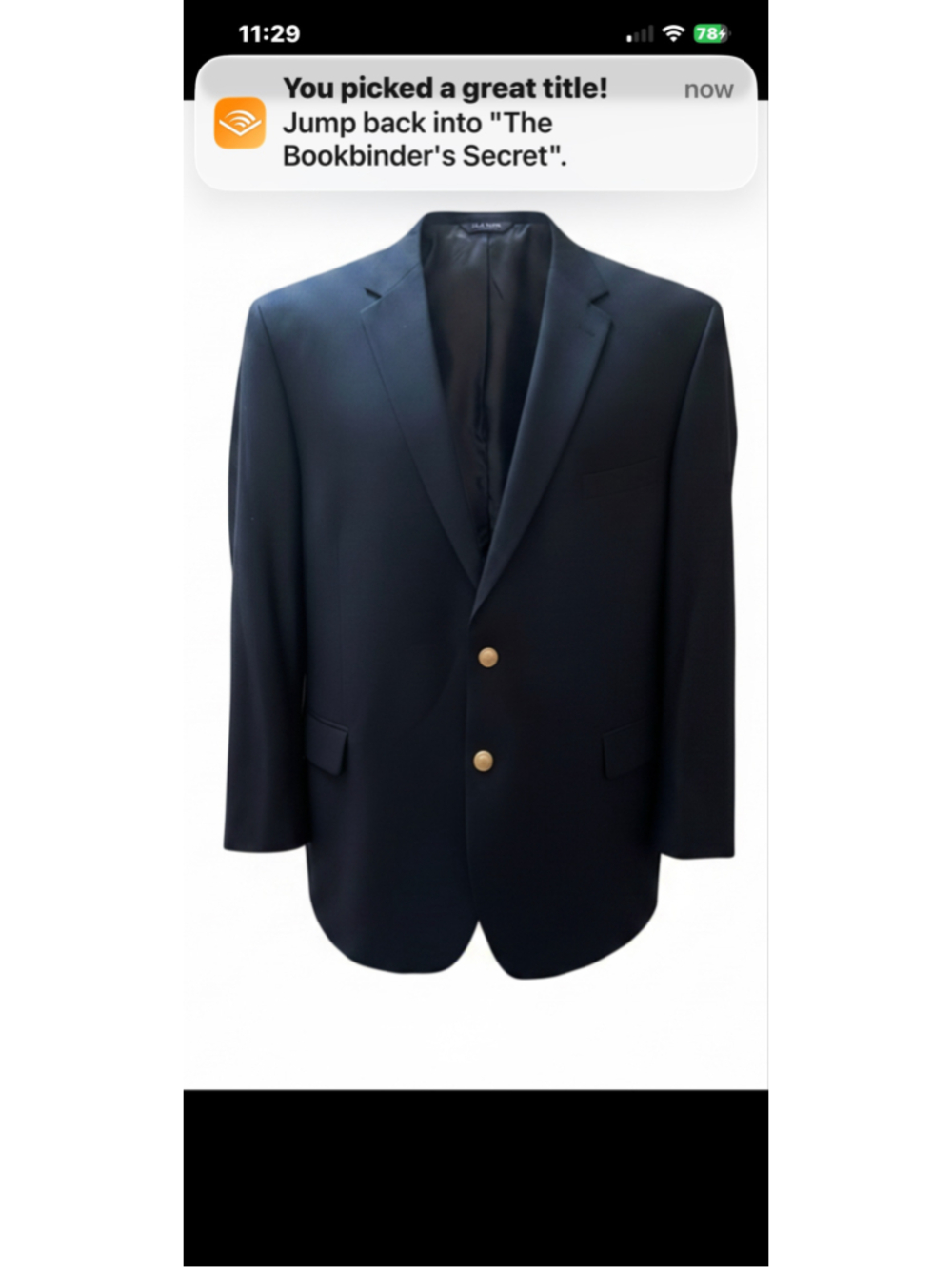 Men's Jos. A. Bank Navy Blazer Gold Buttons Size 62R